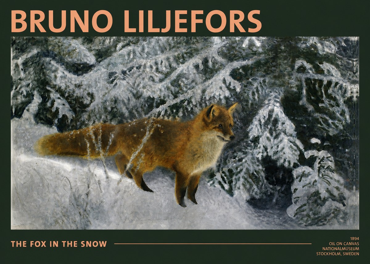 Bruno Liljefors The Fox in the Snow No2 - Plakát