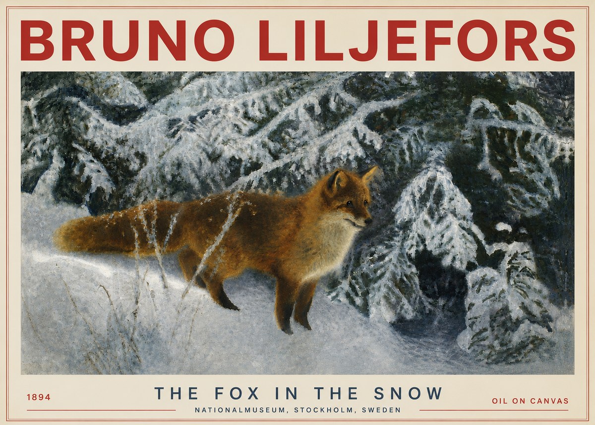 Bruno Liljefors The Fox in the Snow No4 - Plakát