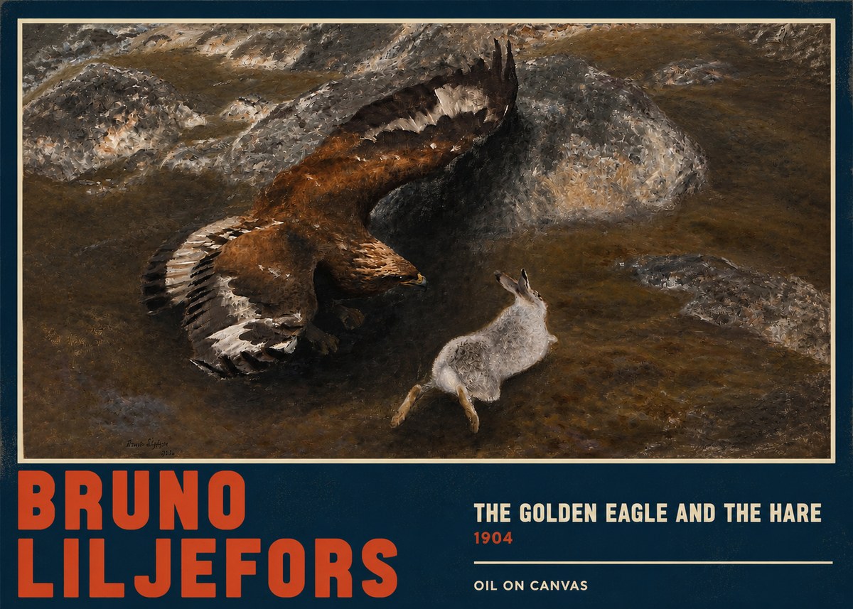 Bruno Liljefors The Golden Eagle and the Hare, 1904 No2 - Plakát