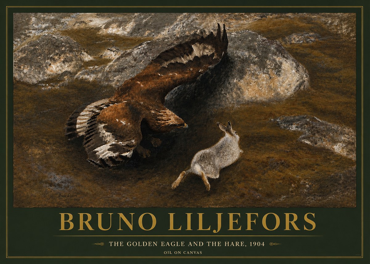 Bruno Liljefors The Golden Eagle and the Hare, 1904 No5 - Plakát