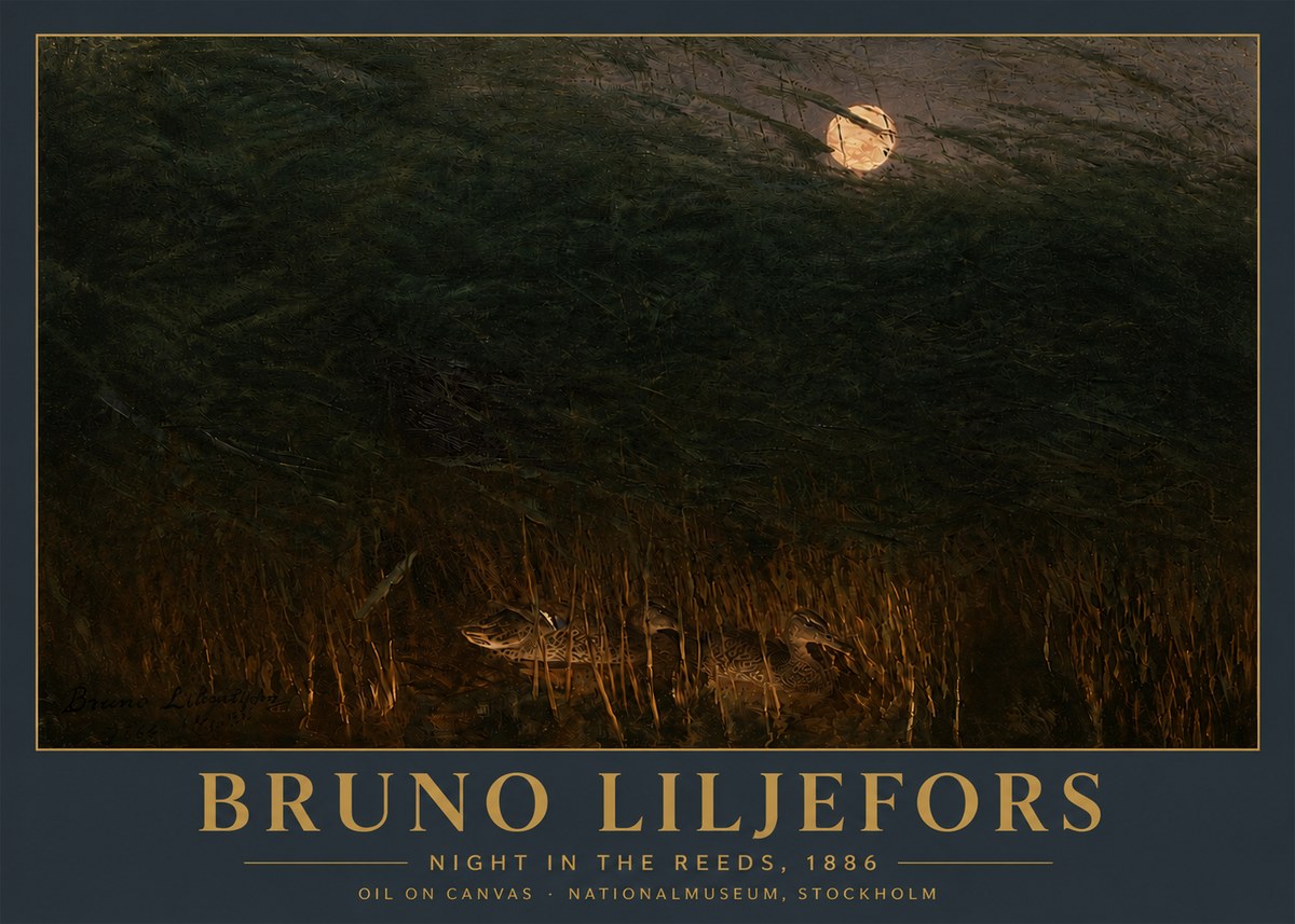 Bruno Liljefors Night in the Reeds No5 - Plakát