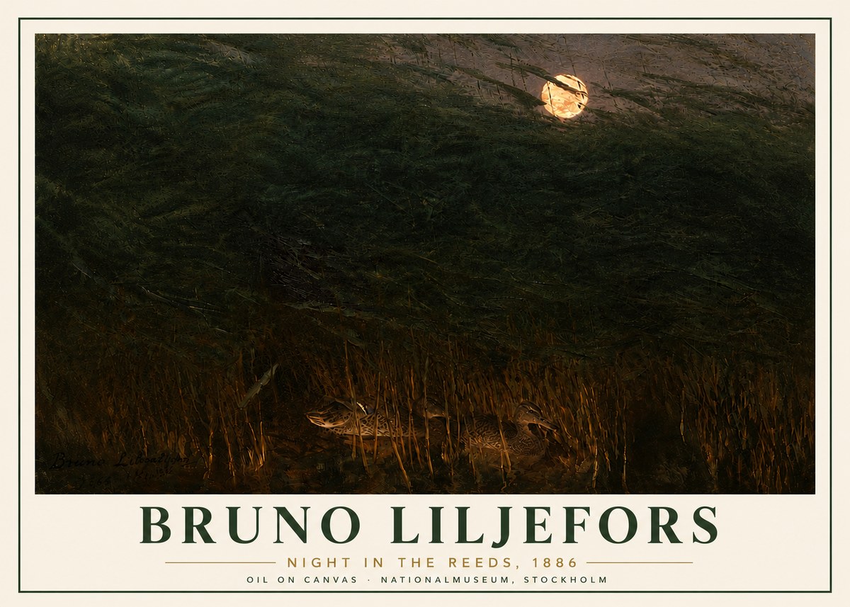 Bruno Liljefors Night in the Reeds No6 - Plakát