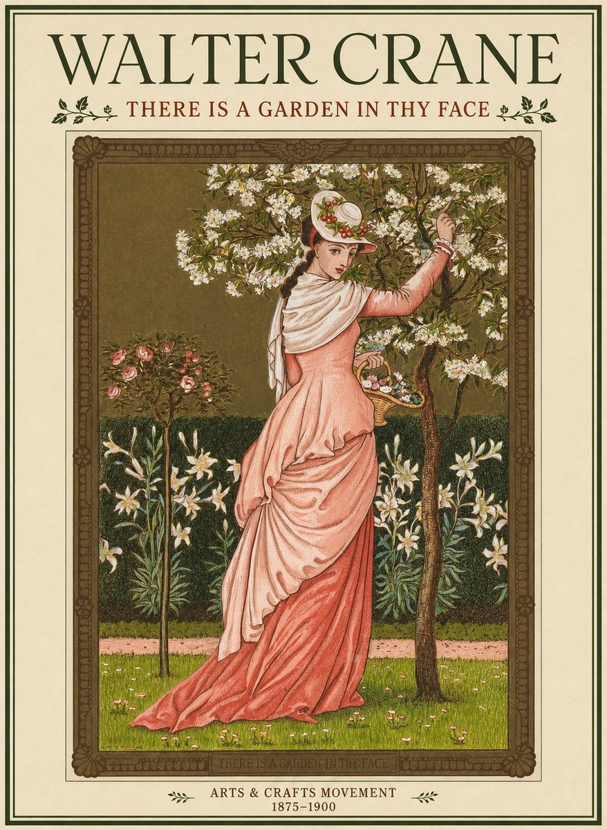 Walter Crane There Is a Garden in Thy Face I No1 - Plakát