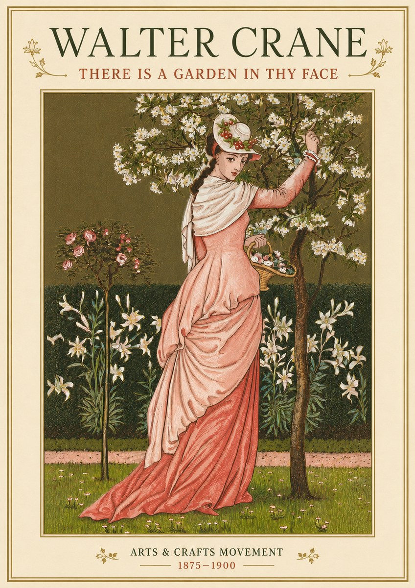 Walter Crane There Is a Garden in Thy Face I No4 - Plakát