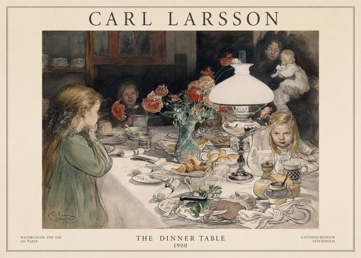Carl Larsson The Dinner Table No1 - Plakát