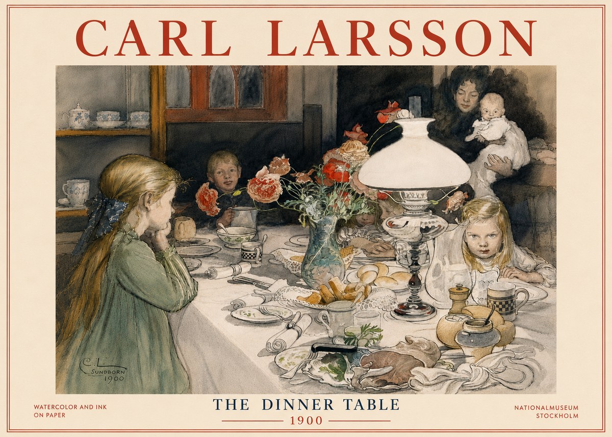 Carl Larsson The Dinner Table No6 - Plakát