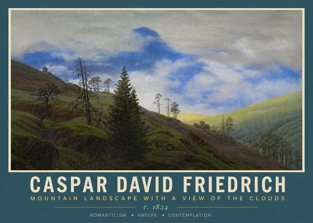 Caspar David Friedrich Mountain Landscape with a View of the Clouds No3 - Plakát
