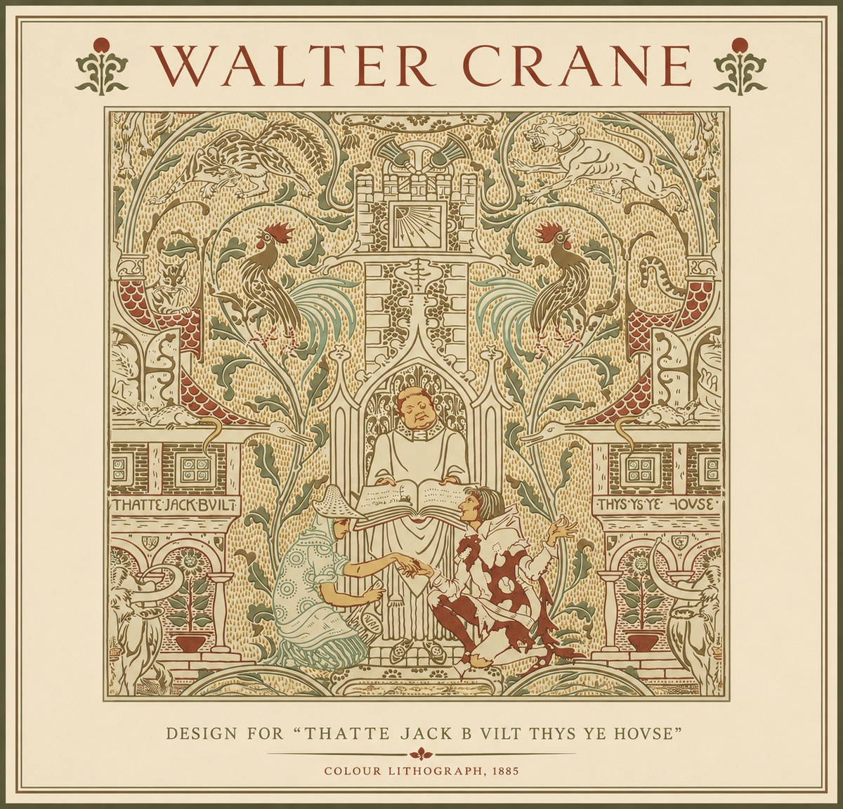 Walter Crane Design for "Thatte Jack B Vilt Thys Ye Hovse" No3 - Plakát