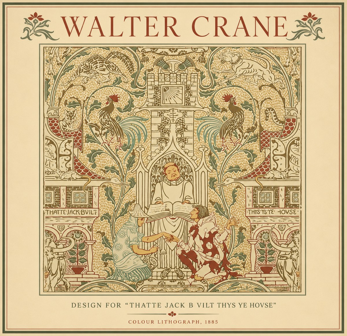 Walter Crane Design for "Thatte Jack B Vilt Thys Ye Hovse" No4 - Plakát