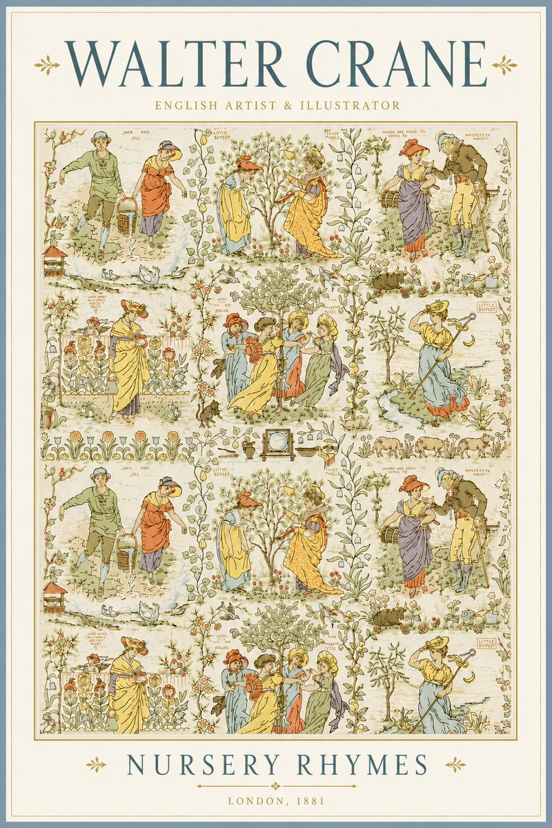 Walter Crane Nursery Rhymes No4 - Plakát