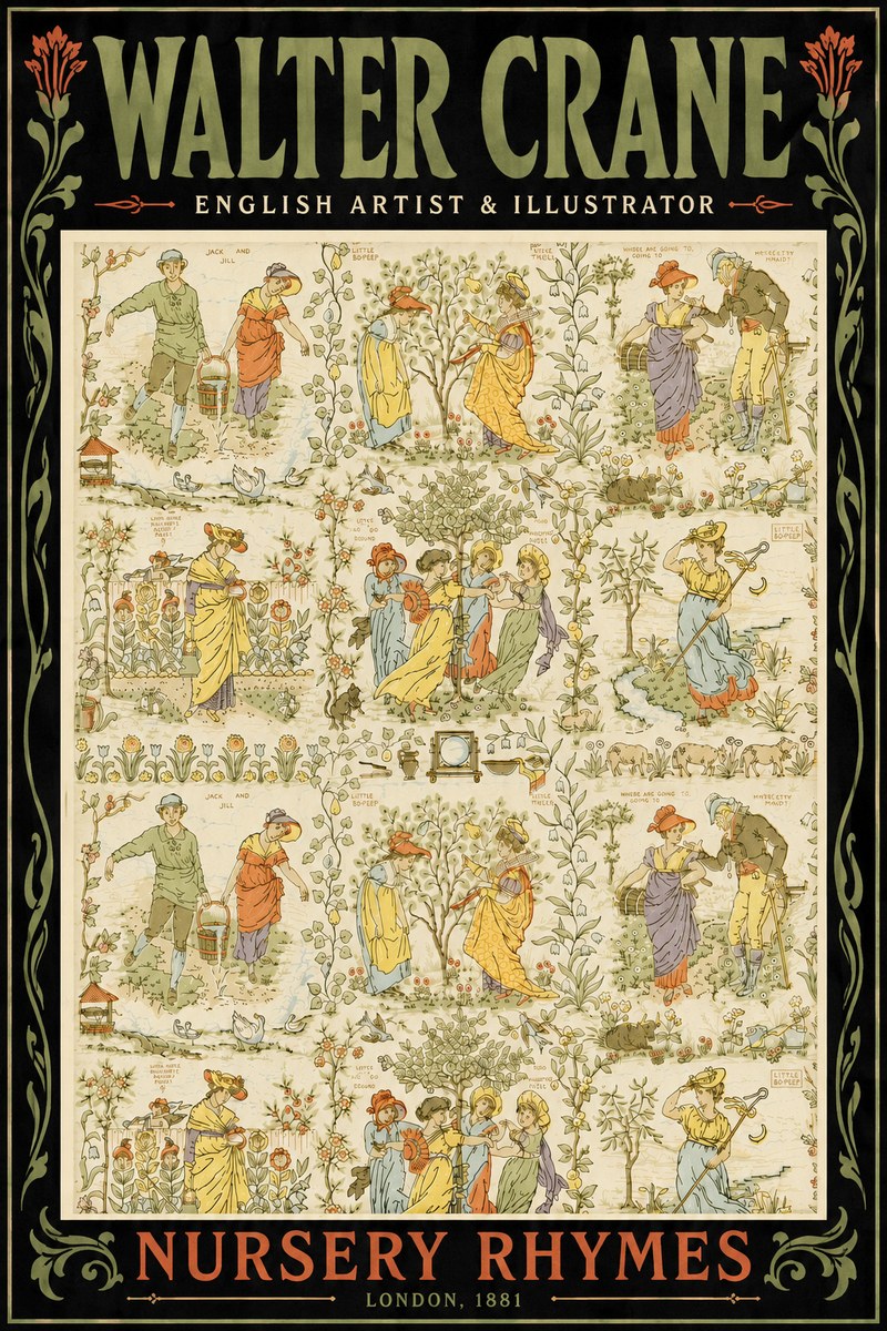 Walter Crane Nursery Rhymes No6 - Plakát