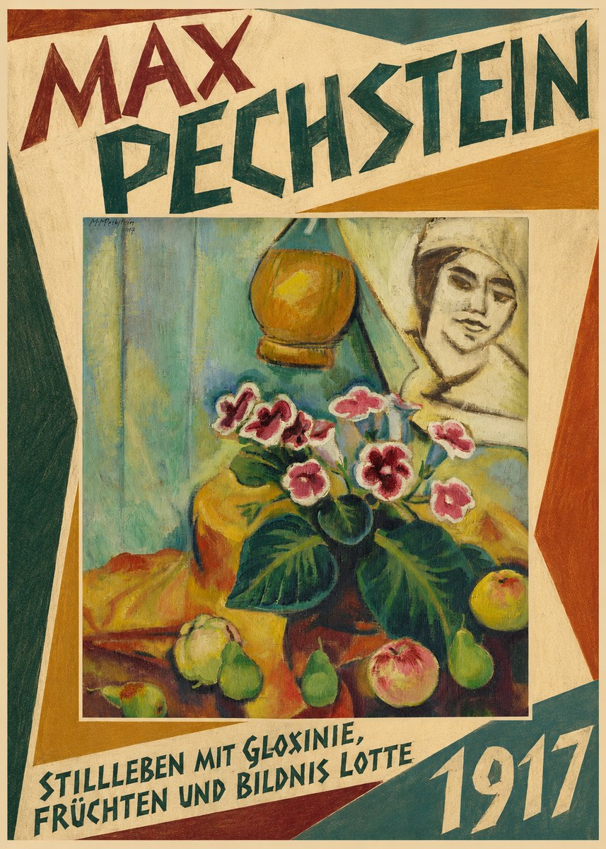 Max Pechstein Stillleben Mit Gloxinie, Früchten Und Bildnis Lotte No5 - Plakát
