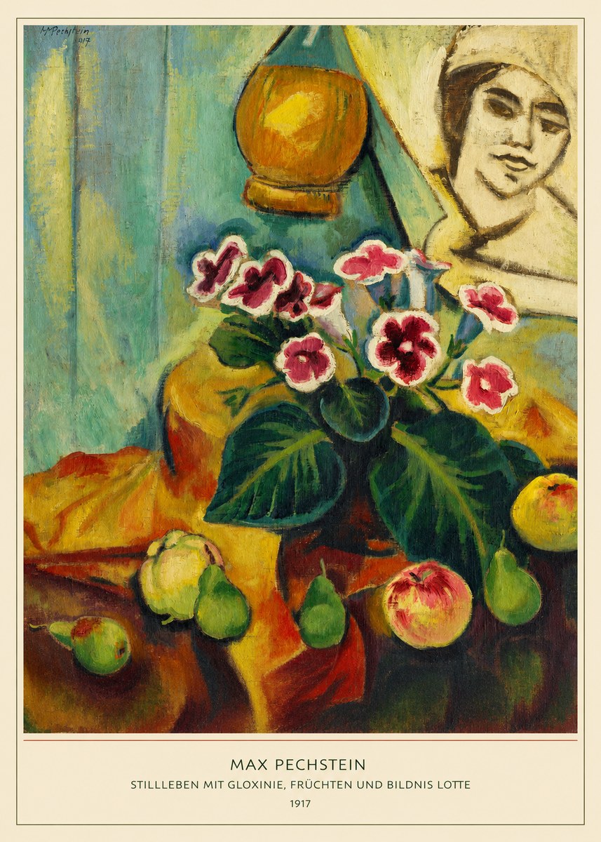 Max Pechstein Stillleben Mit Gloxinie, Früchten Und Bildnis Lotte No6 - Plakát