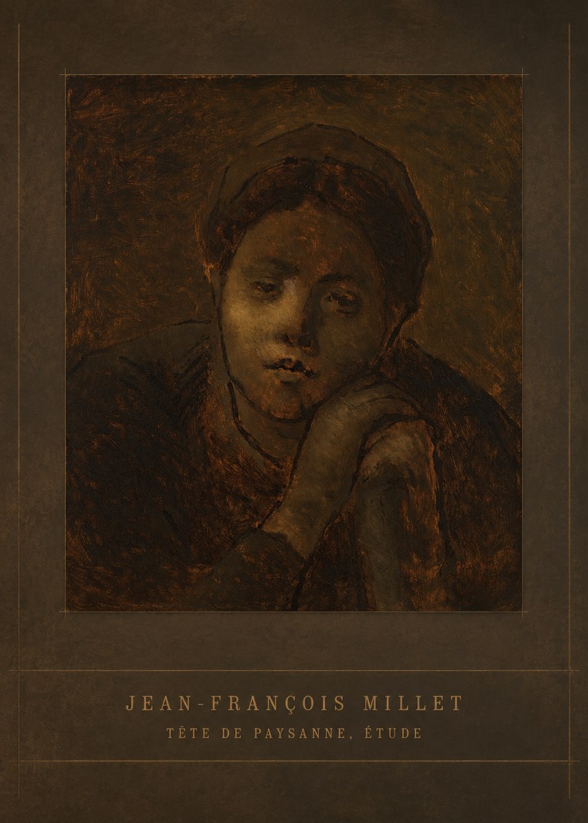 Jean-François Millet Tête De Paysanne, Étude No4 - Plakát
