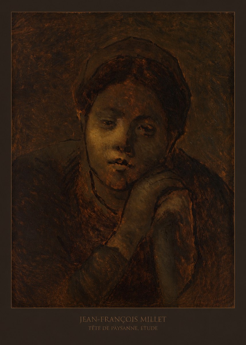 Jean-François Millet Tête De Paysanne, Étude No6 - Plakát