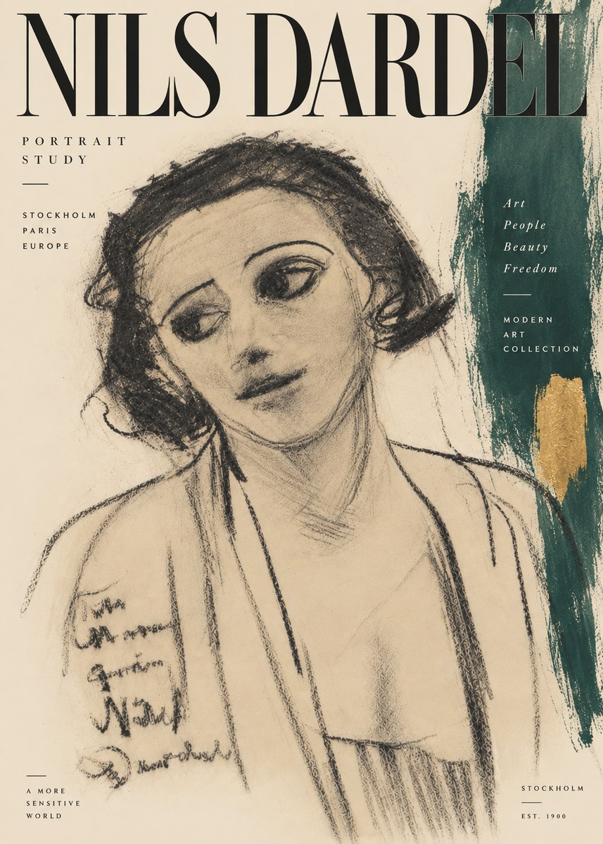Nils Dardel Portrait Study No5 - Plakát