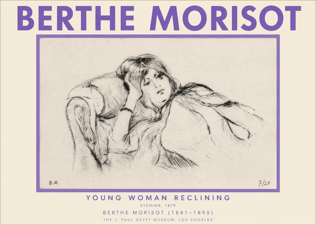 Berthe Morisot Young Woman Reclining I No2 - Plakát