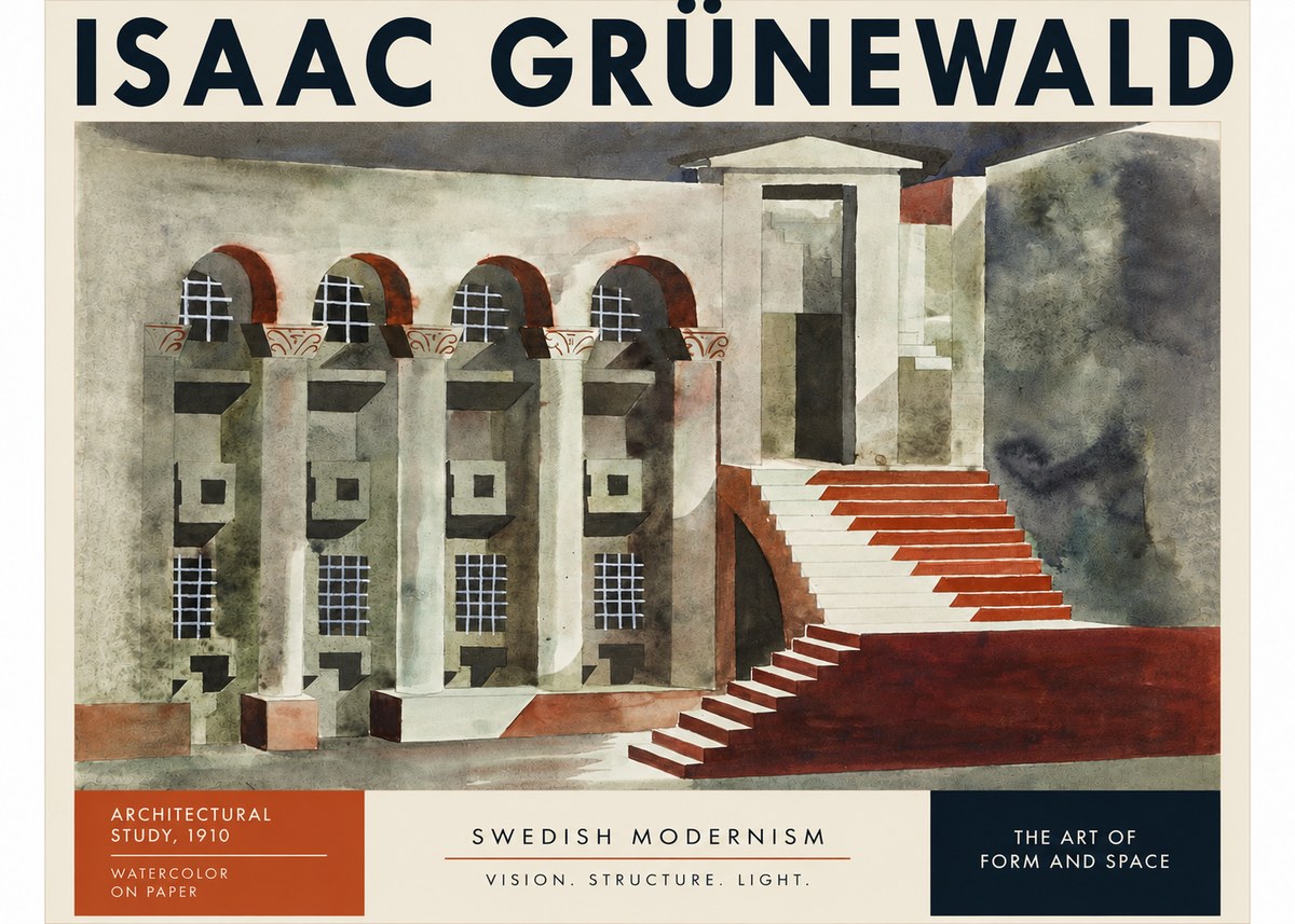 Isaac Grünewald Architectural Study, 1910 No3 - Plakát