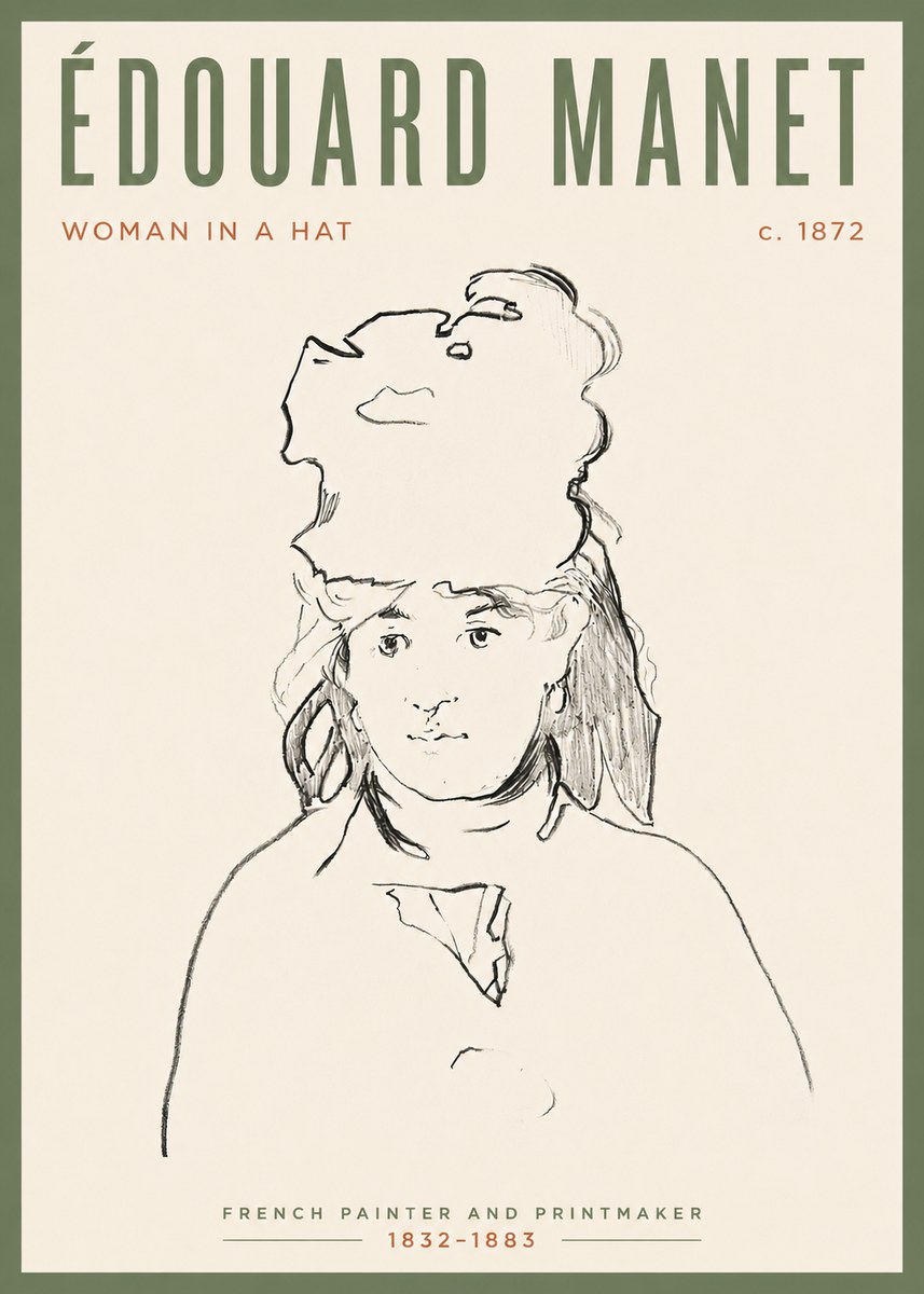 Édouard Manet Woman in a Hat No4 - Plakát