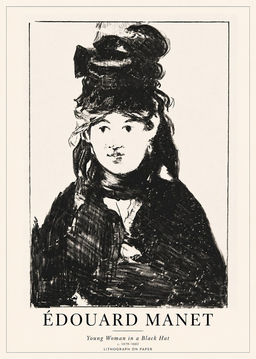 Édouard Manet Young Woman in a Black Hat II No1 - Plakát