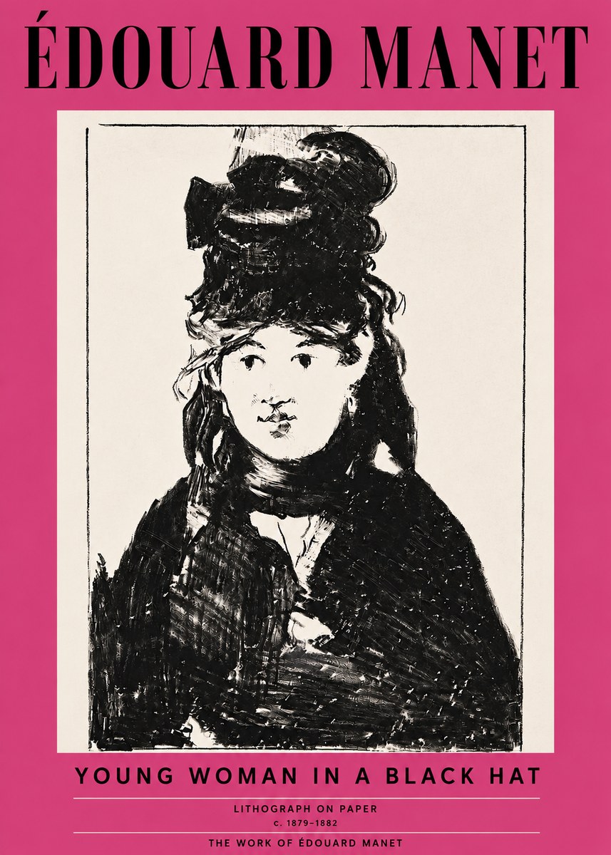 Édouard Manet Young Woman in a Black Hat II No3 - Plakát