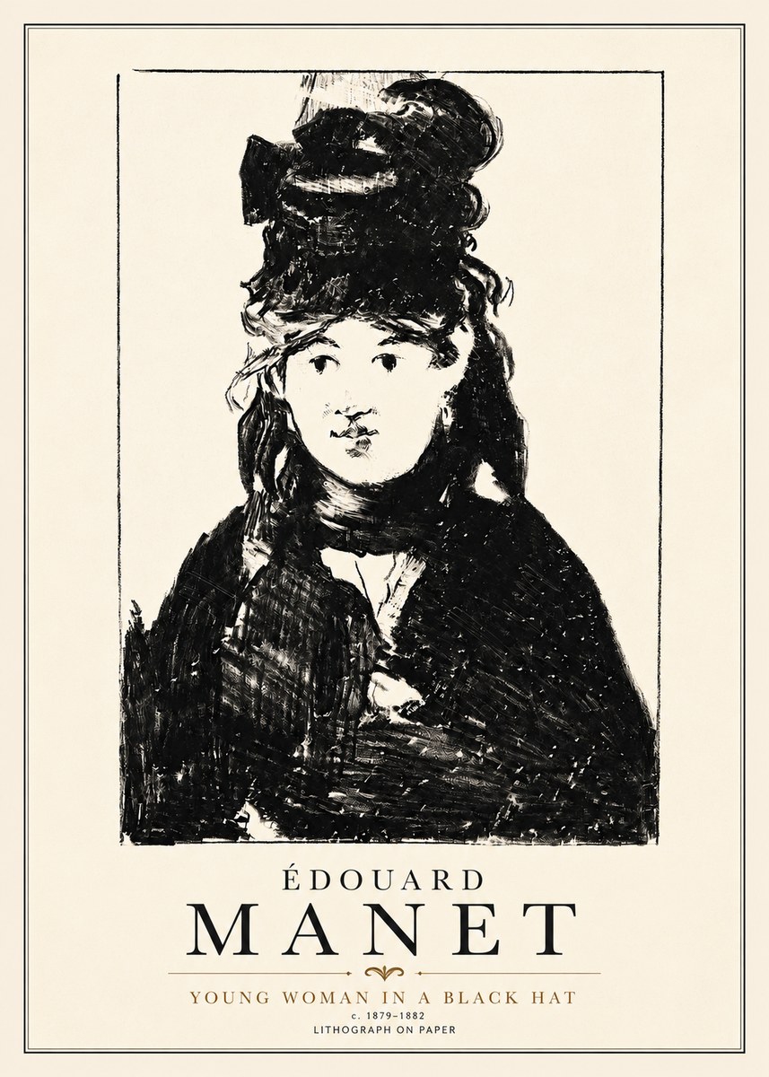 Édouard Manet Young Woman in a Black Hat II No4 - Plakát