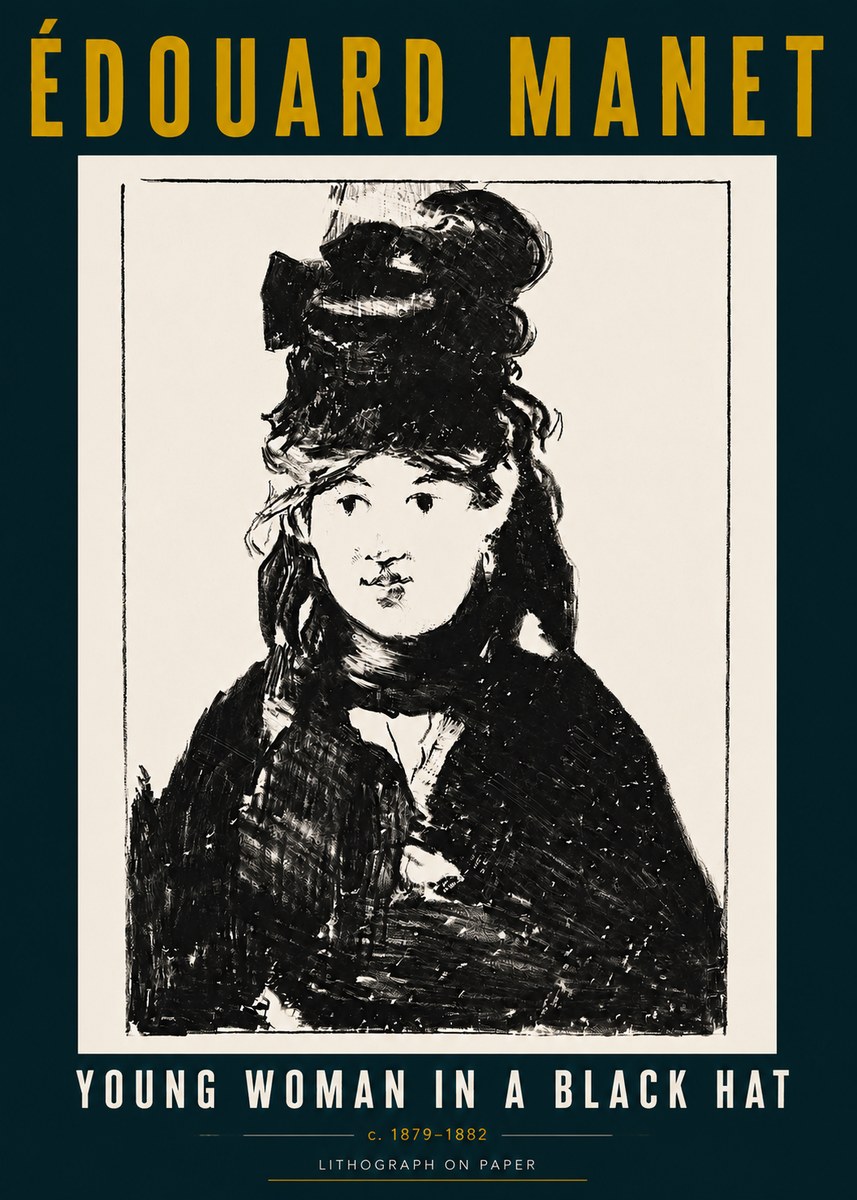 Édouard Manet Young Woman in a Black Hat II No5 - Plakát