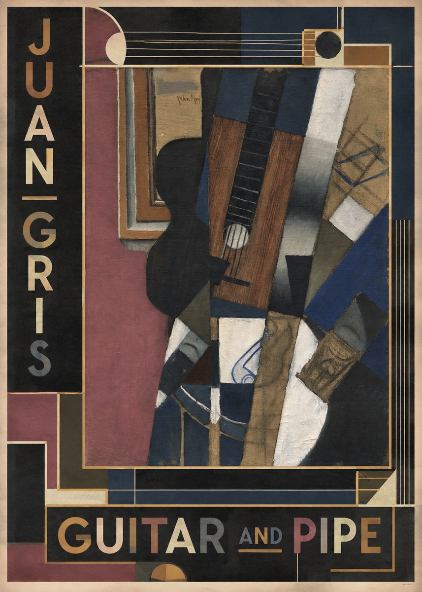 Juan Gris Guitar and Pipe I No6 - Plakát