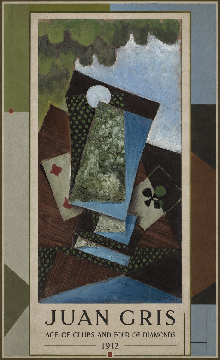 Juan Gris Ace of Clubs and Four of Diamonds No1 - Plakát
