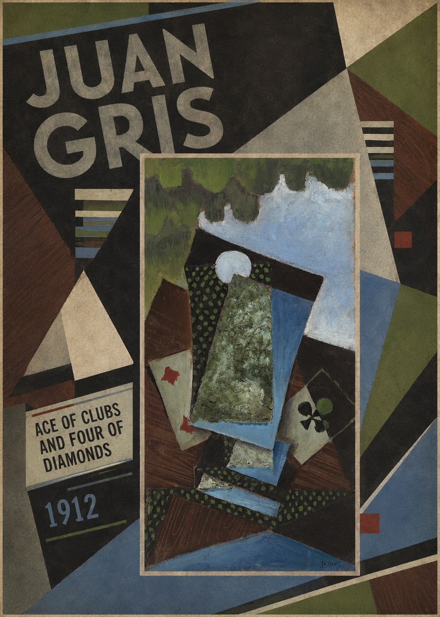 Juan Gris Ace of Clubs and Four of Diamonds No2 - Plakát