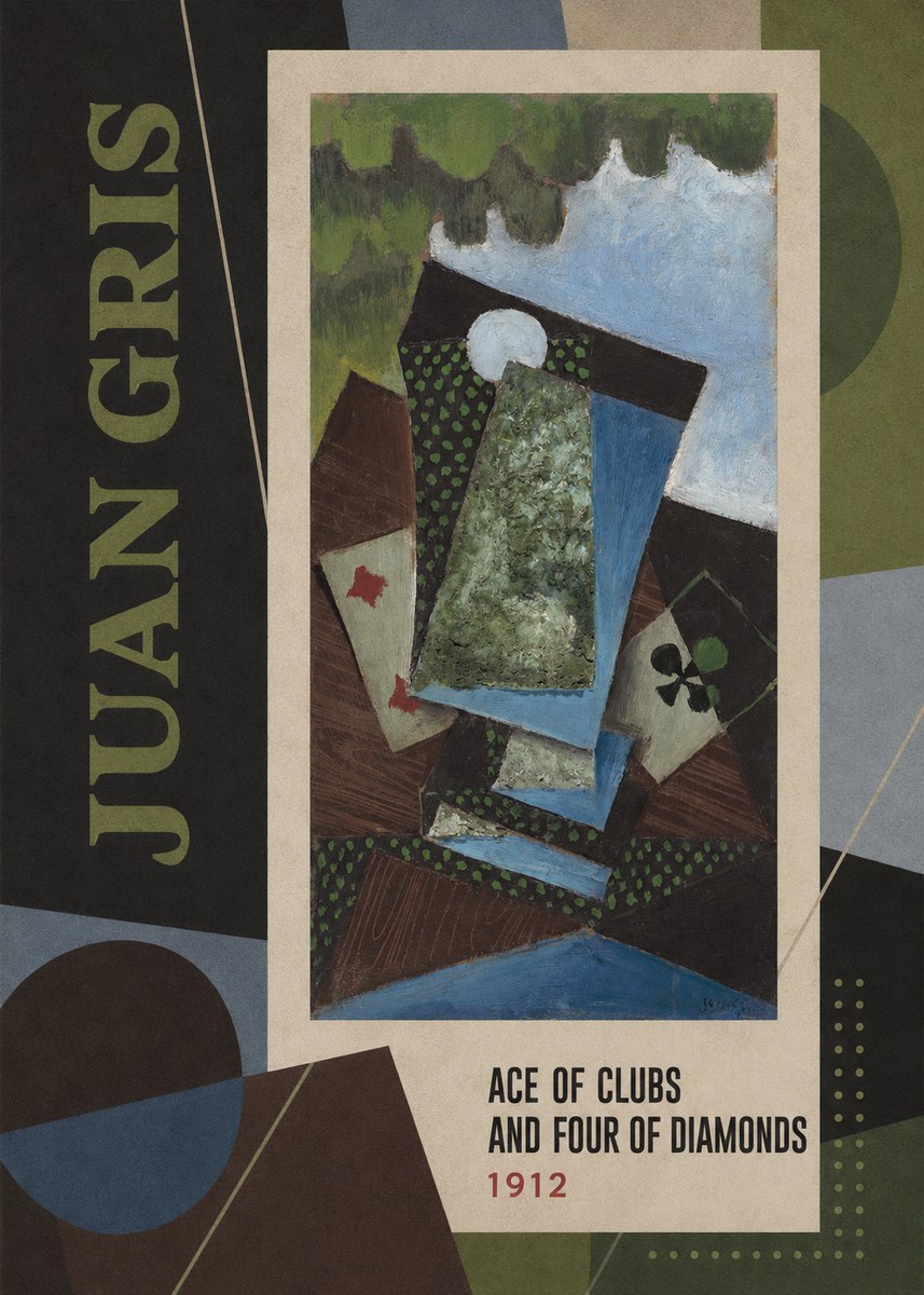 Juan Gris Ace of Clubs and Four of Diamonds No3 - Plakát