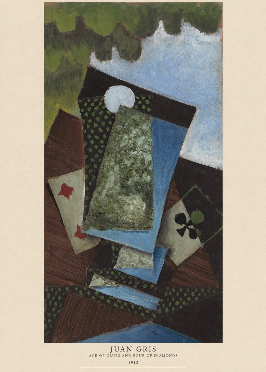 Juan Gris Ace of Clubs and Four of Diamonds No6 - Plakát