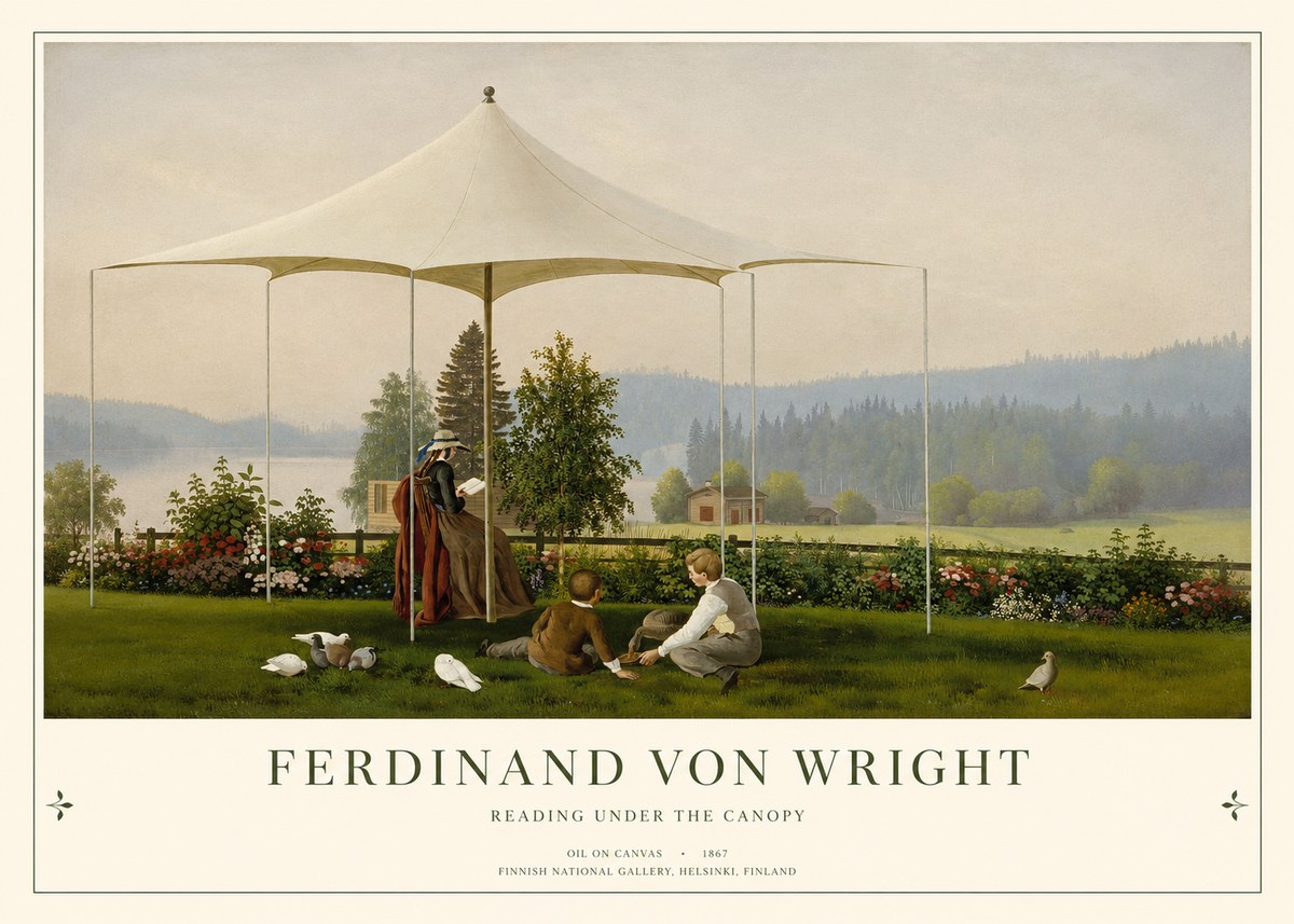 Ferdinand von Wright Reading Under the Canopy No1 - Plakát