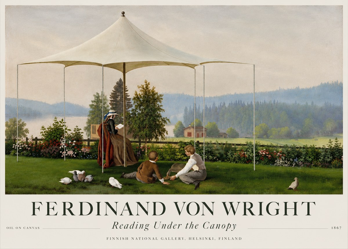 Ferdinand von Wright Reading Under the Canopy No4 - Plakát