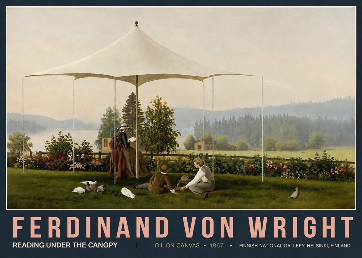 Ferdinand von Wright Reading Under the Canopy No5 - Plakát