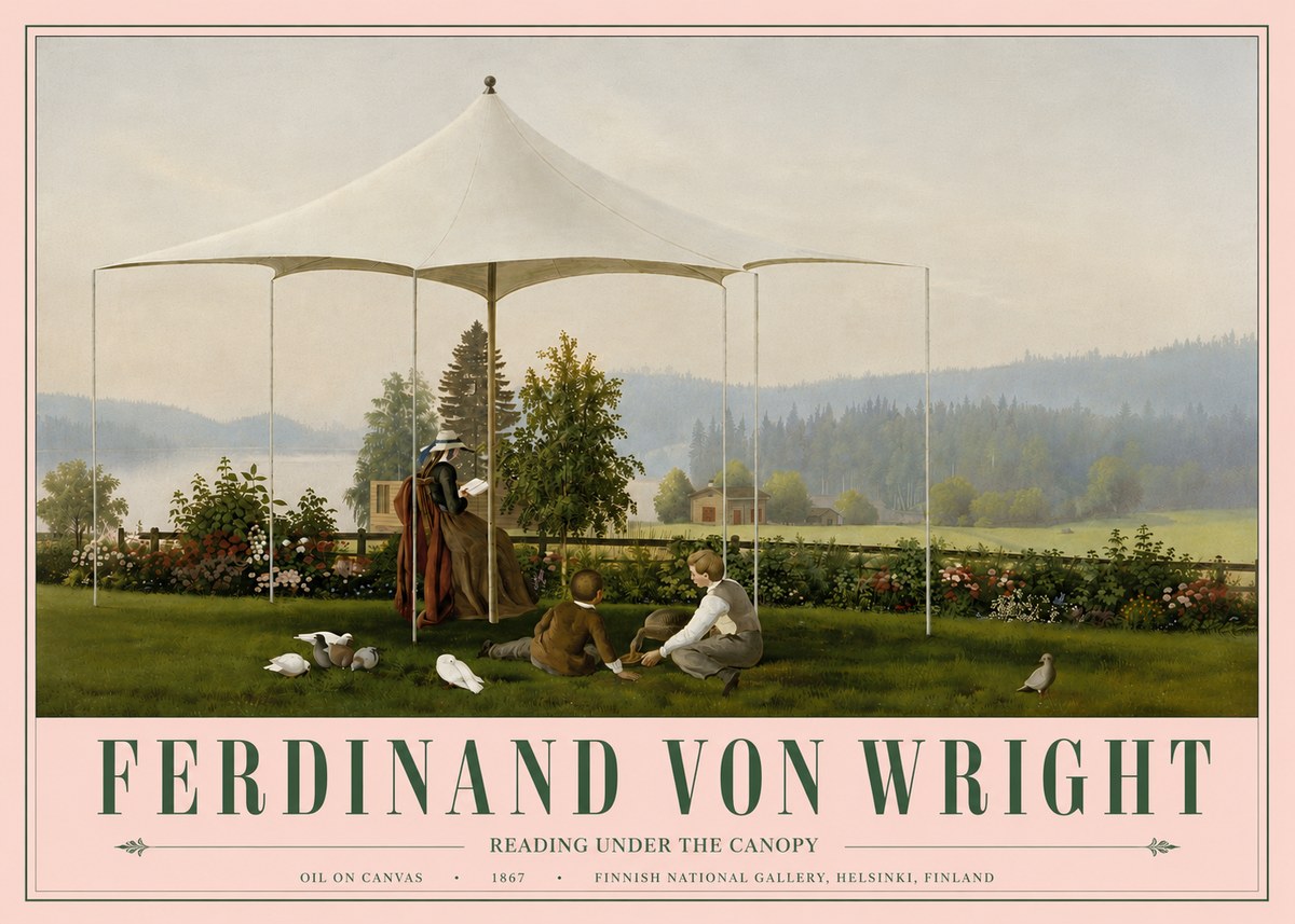 Ferdinand von Wright Reading Under the Canopy No6 - Plakát