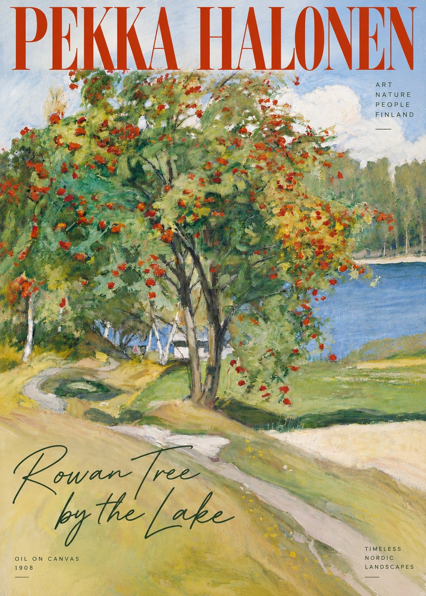 Pekka Halonen Rowan Tree by the Lake No5 - Plakát