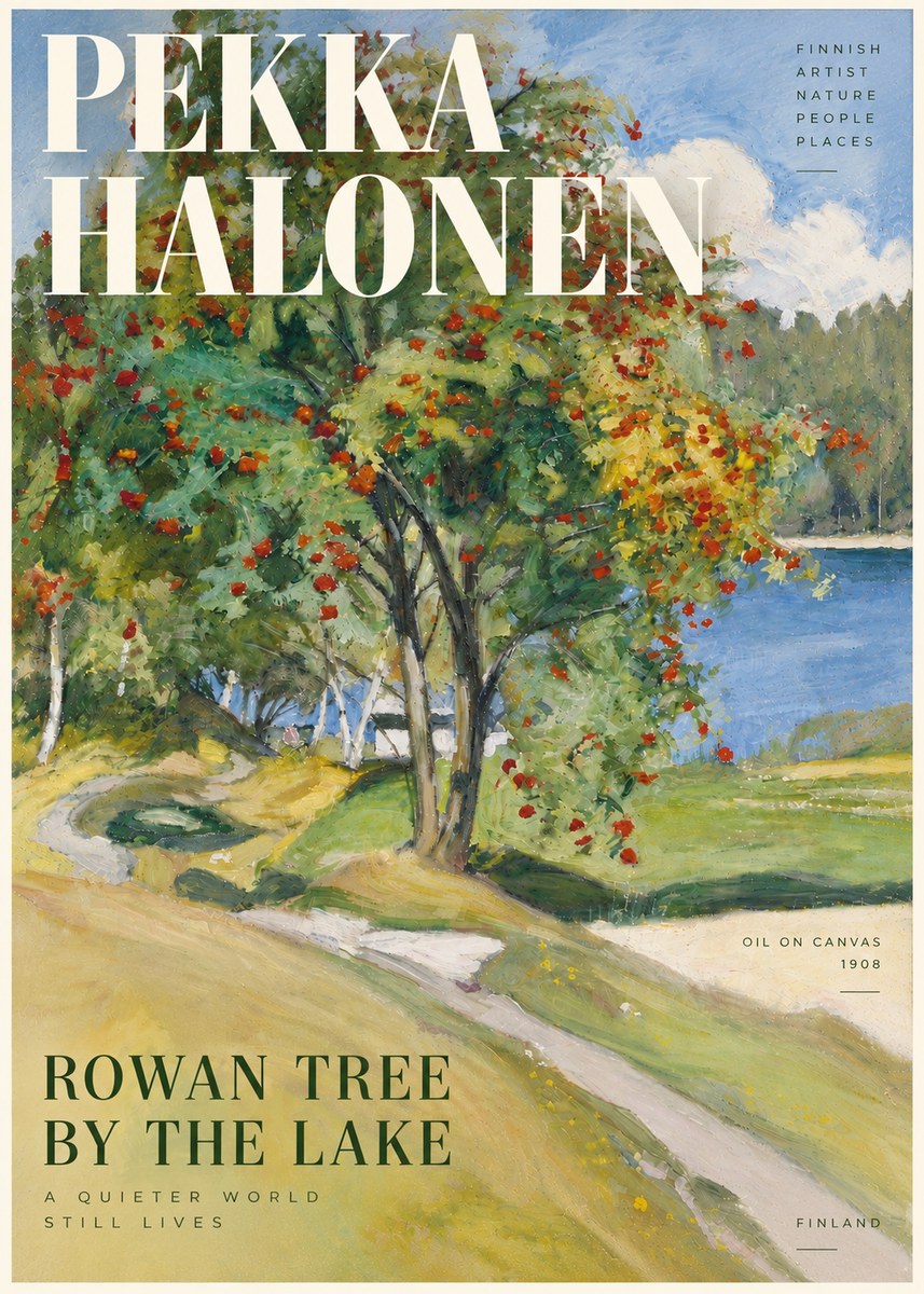 Pekka Halonen Rowan Tree by the Lake No6 - Plakát