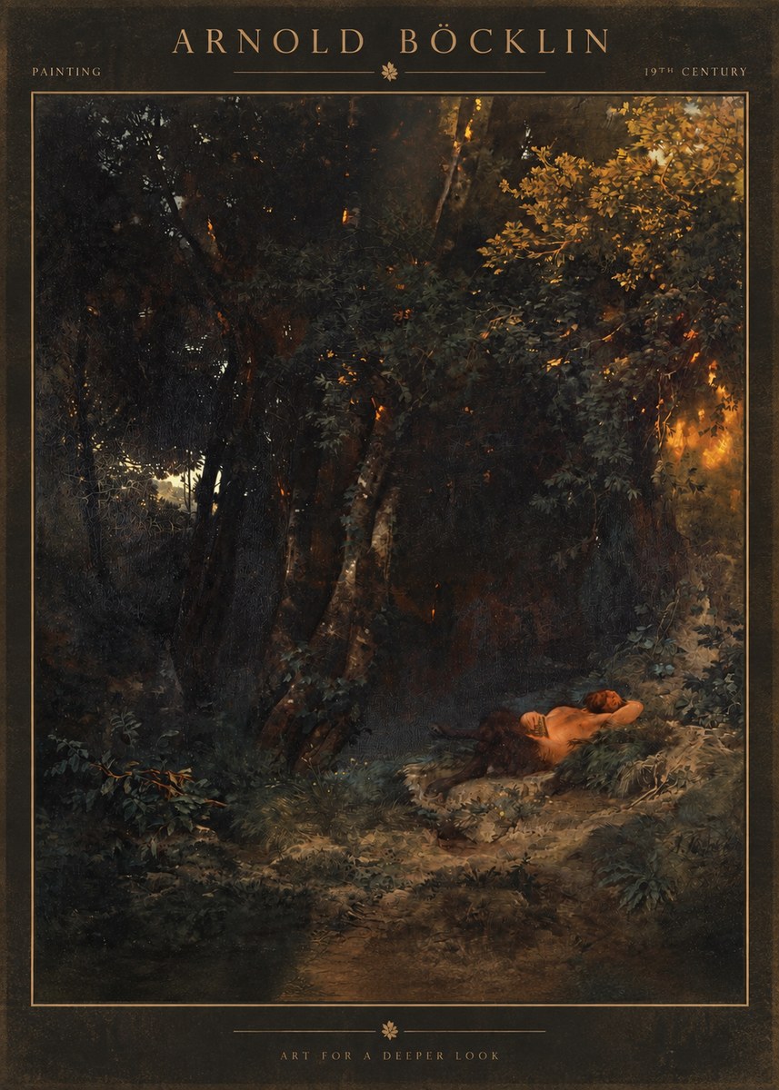 Arnold Böcklin A Faun Asleep No2 - Plakát