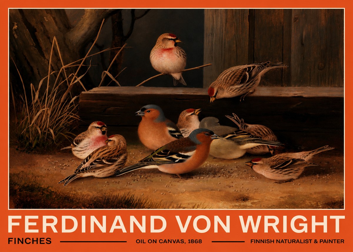 Ferdinand von Wright Finches No2 - Plakát