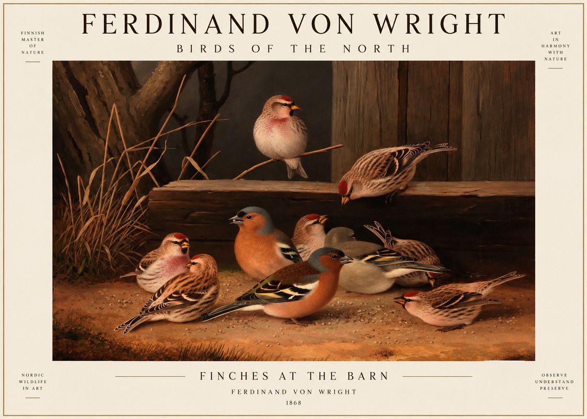 Ferdinand von Wright Finches No3 - Plakát