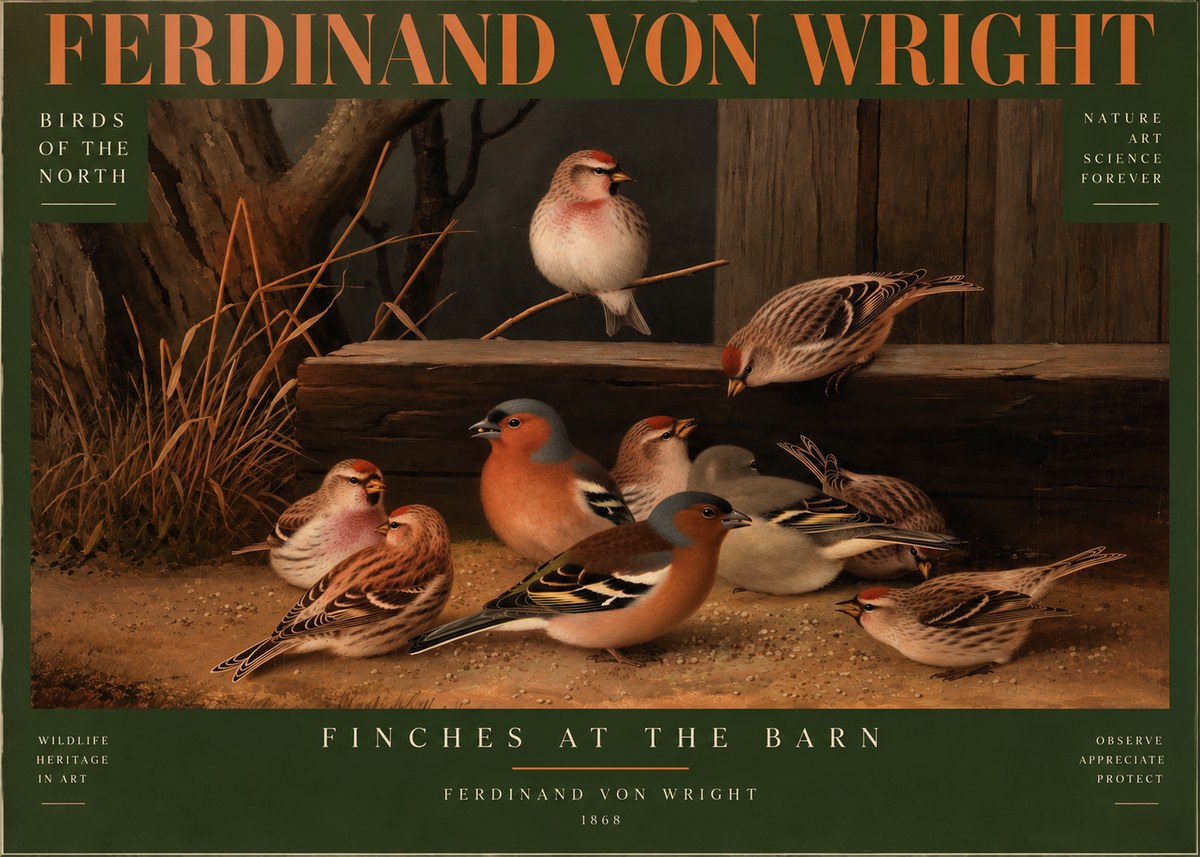 Ferdinand von Wright Finches No4 - Plakát