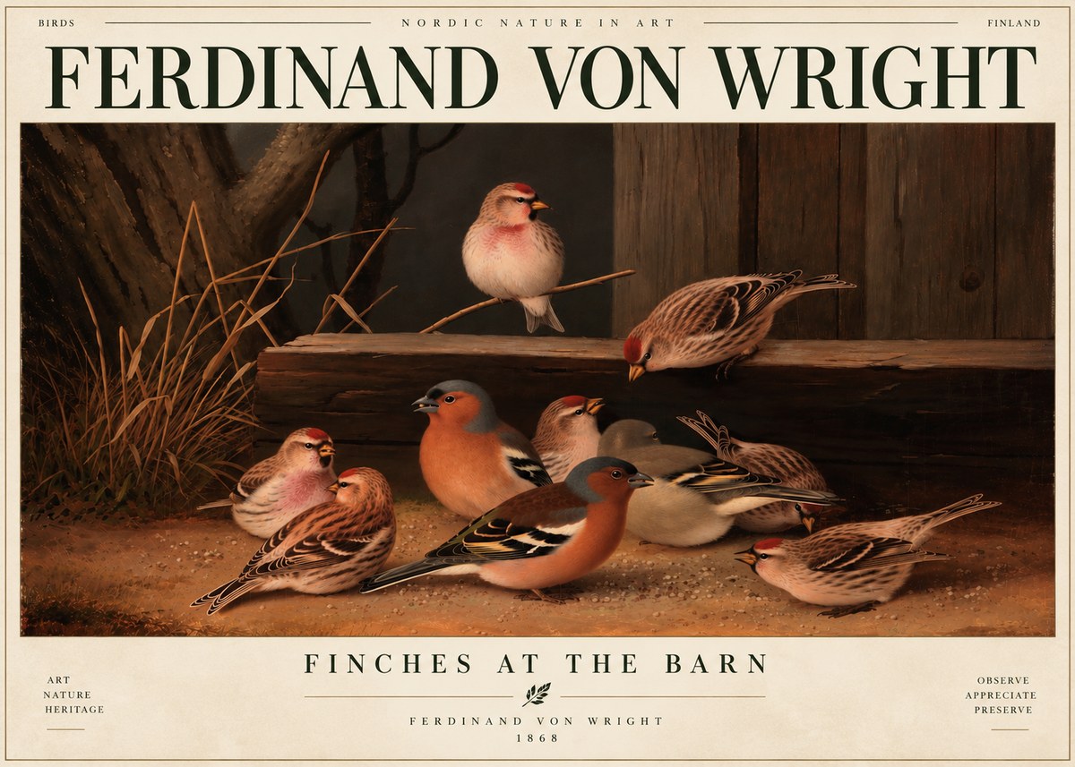 Ferdinand von Wright Finches No6 - Plakát