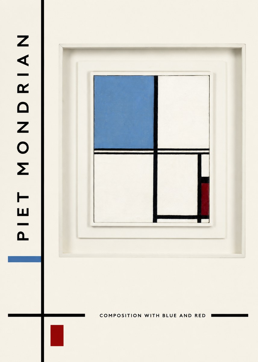 Piet Mondrian Composition with Blue and Red No2 - Plakát