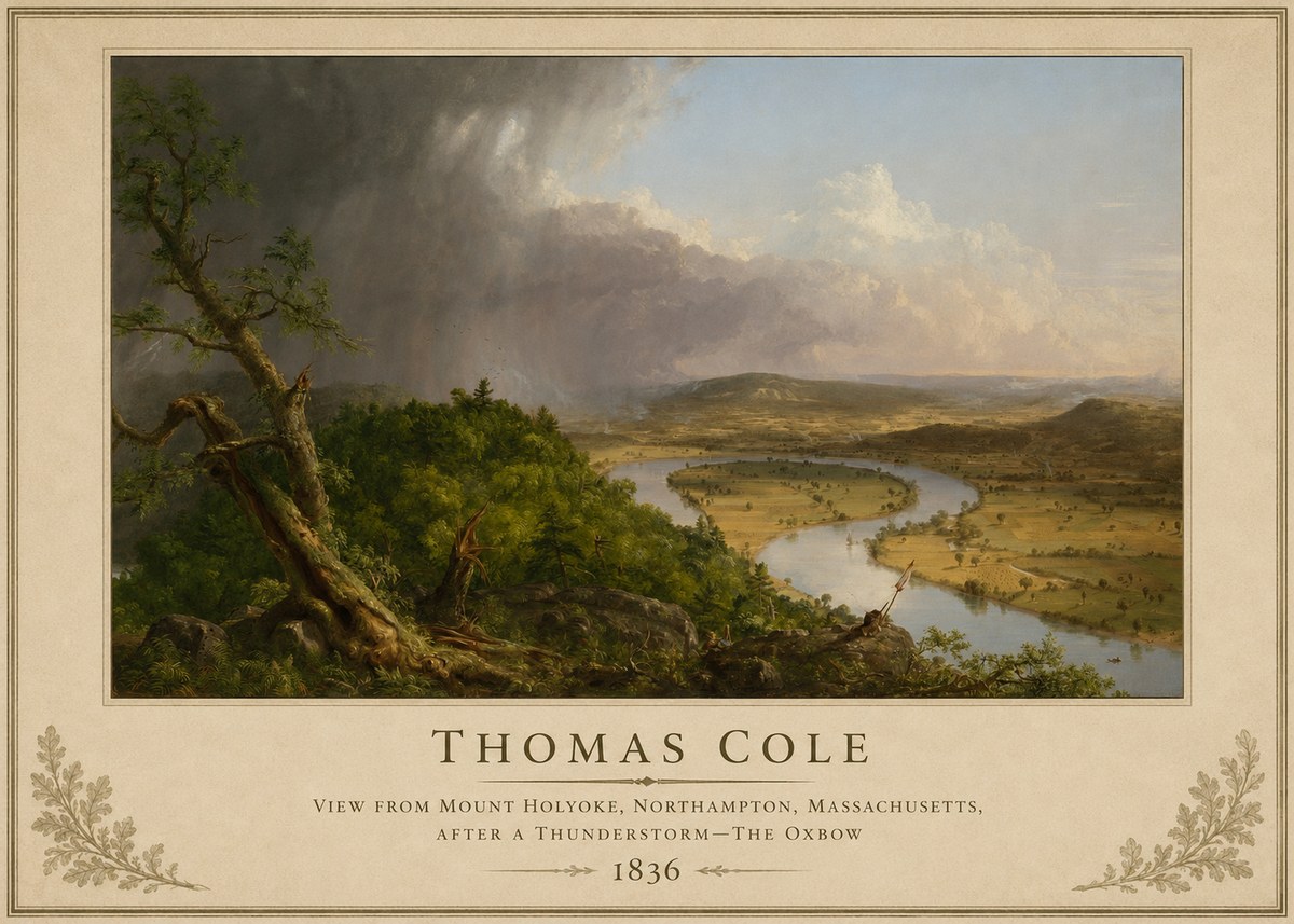 Thomas Cole View from Mount Holyoke, Northampton, Massachusetts, After a Thunderstorm—the Oxbow II No2 - Plakát