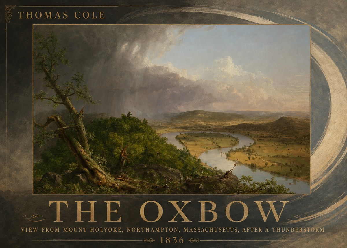 Thomas Cole View from Mount Holyoke, Northampton, Massachusetts, After a Thunderstorm—the Oxbow II No3 - Plakát