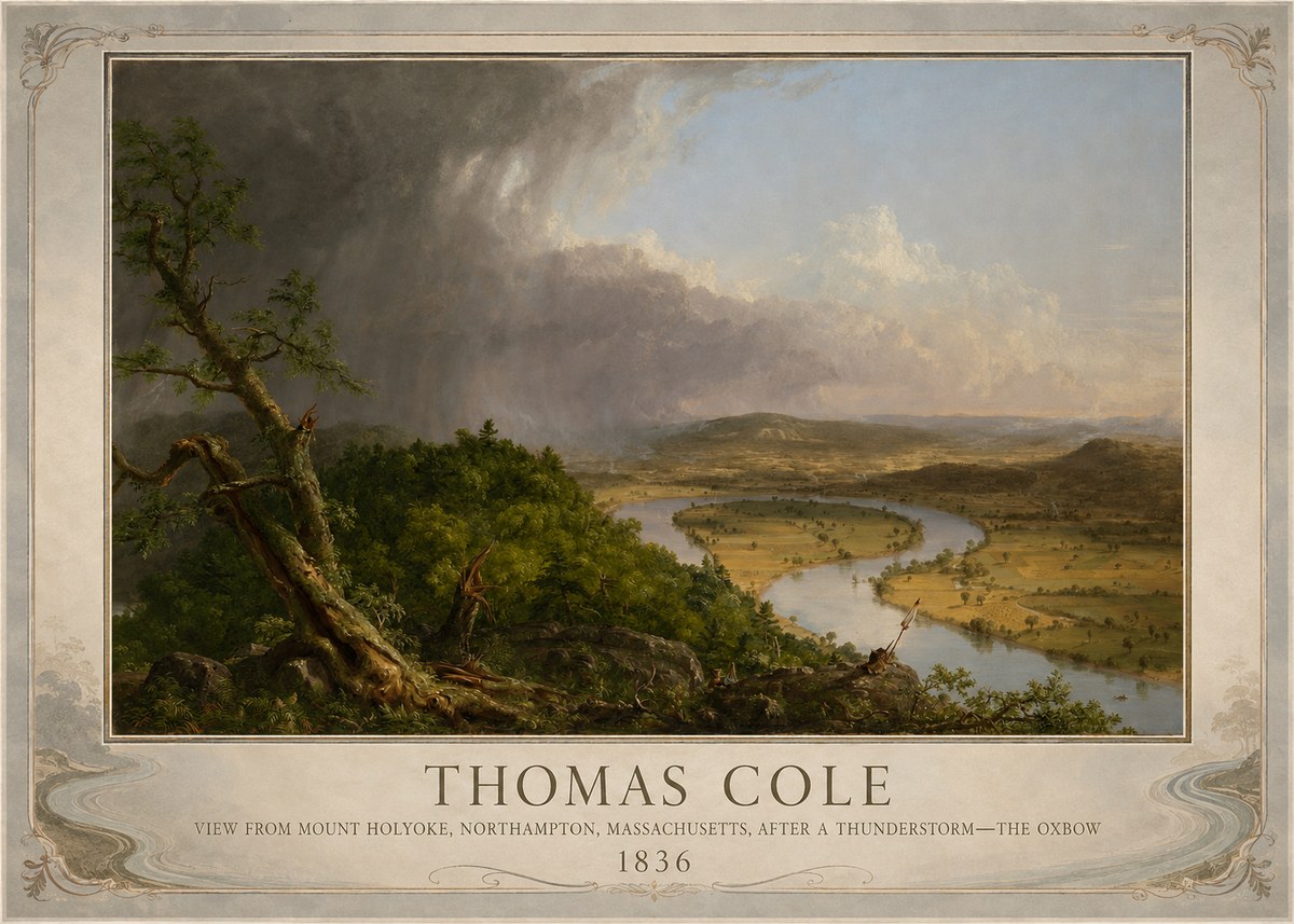 Thomas Cole View from Mount Holyoke, Northampton, Massachusetts, After a Thunderstorm—the Oxbow II No6 - Plakát