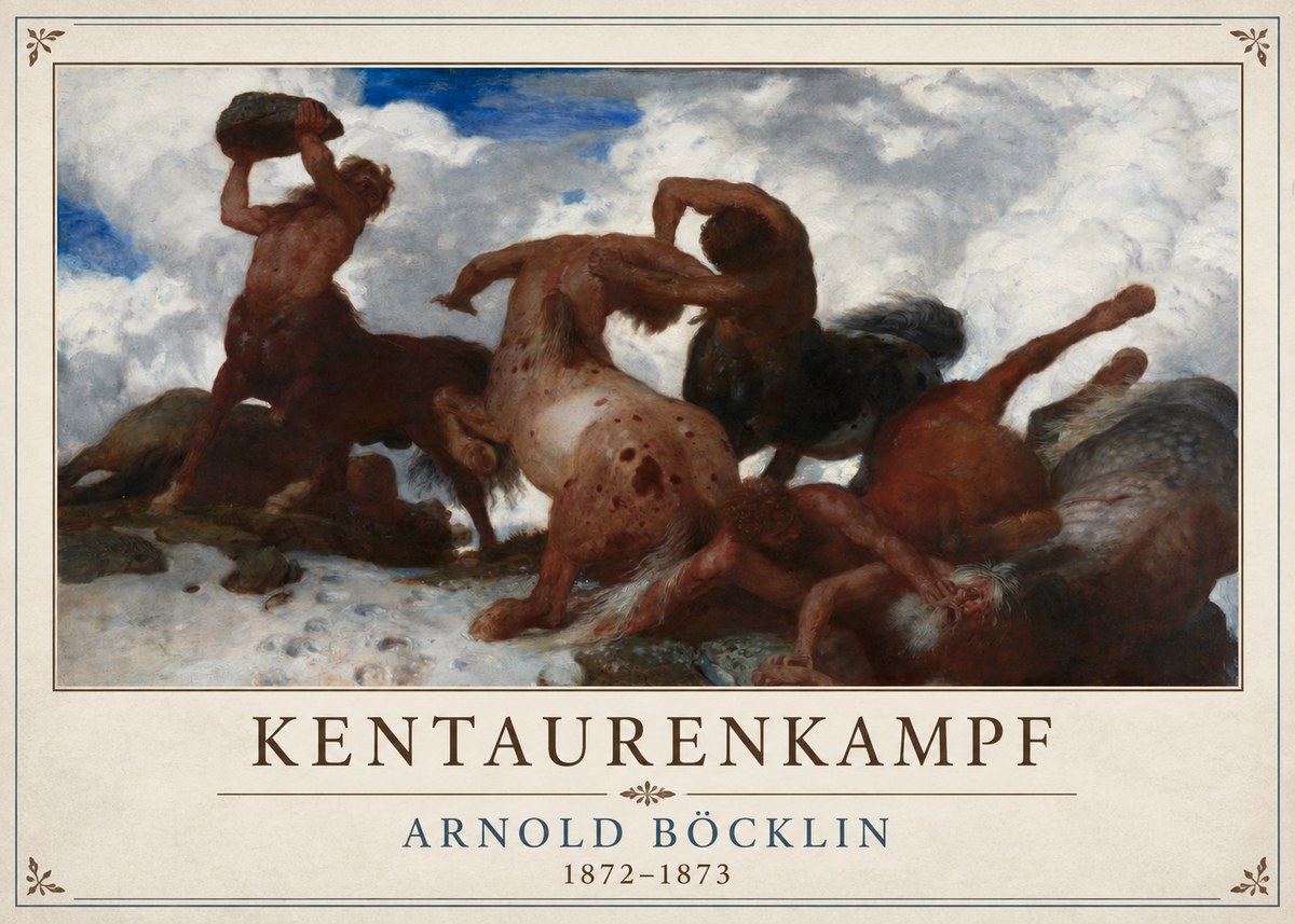 Arnold Böcklin Kentaurenkampf No4 - Plakát