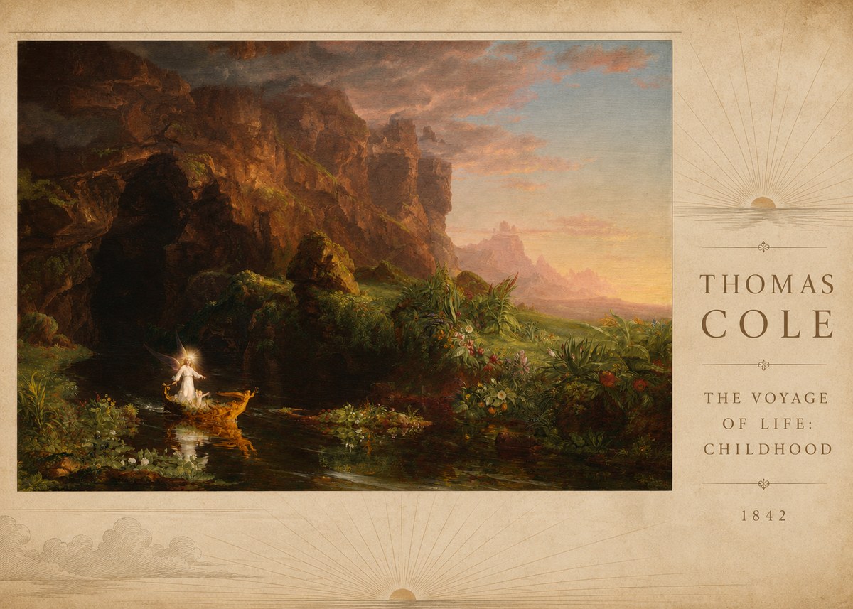Thomas Cole The Voyage of Life: Childhood III No3 - Plakát