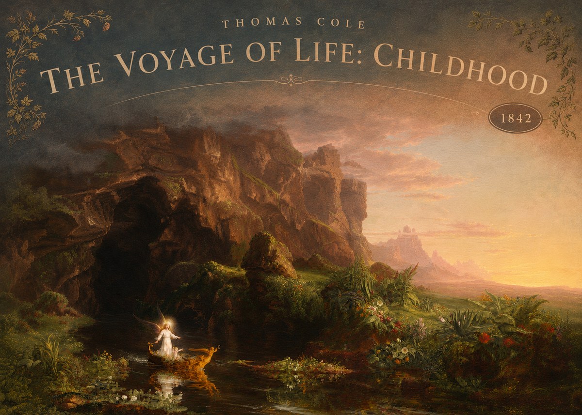 Thomas Cole The Voyage of Life: Childhood III No6 - Plakát